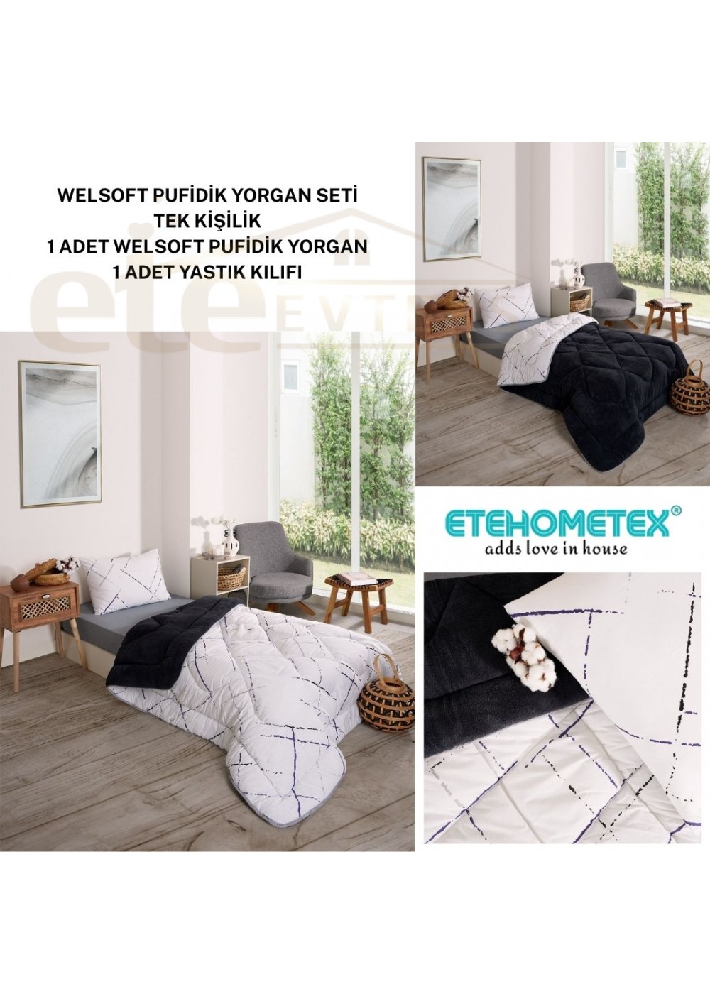 ETE HOMETEX TEK KİŞİLİK LÜX WELSOFT YORGAN YANSIMA ANTRASİT 155X215CM 8696474231956 ETE HOMETEX TEK KİŞİLİK LÜX WELSOFT YORGAN YANSIMA ANTRASİT 155X215CM 8696474231956